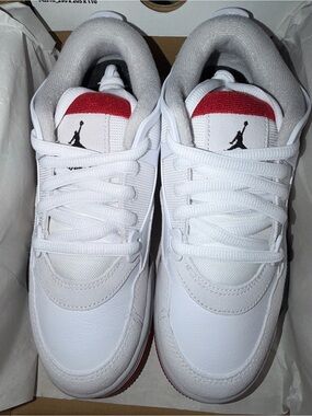 Nike Air Jordan 4 RM White and Red Low-Top Sneakers